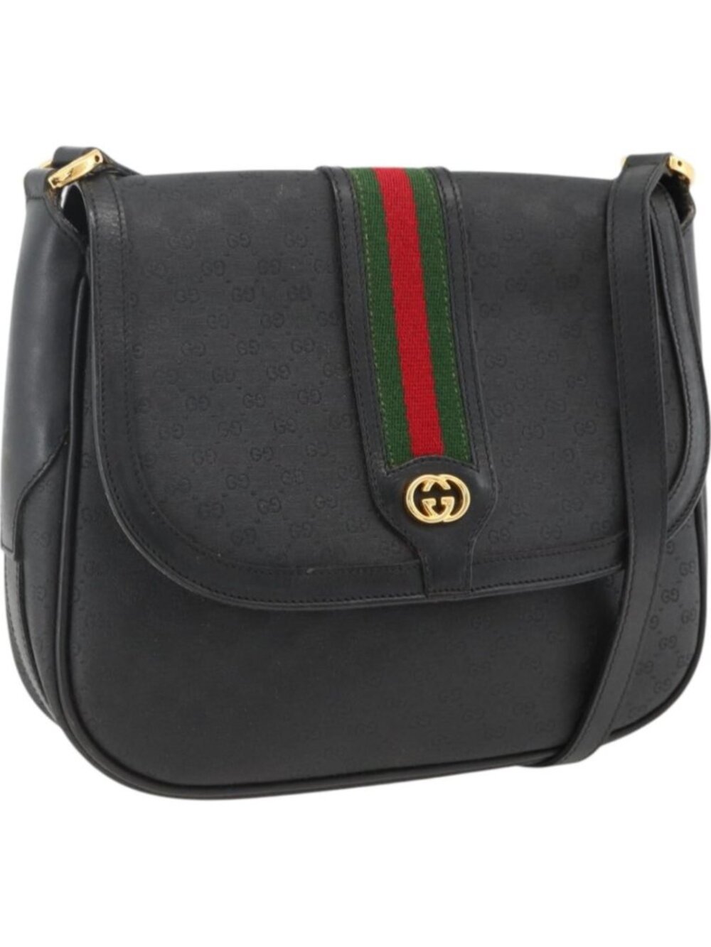 GUCCI Micro GG Supreme Web Sherry Line Bag PVC Black 001 115 0914